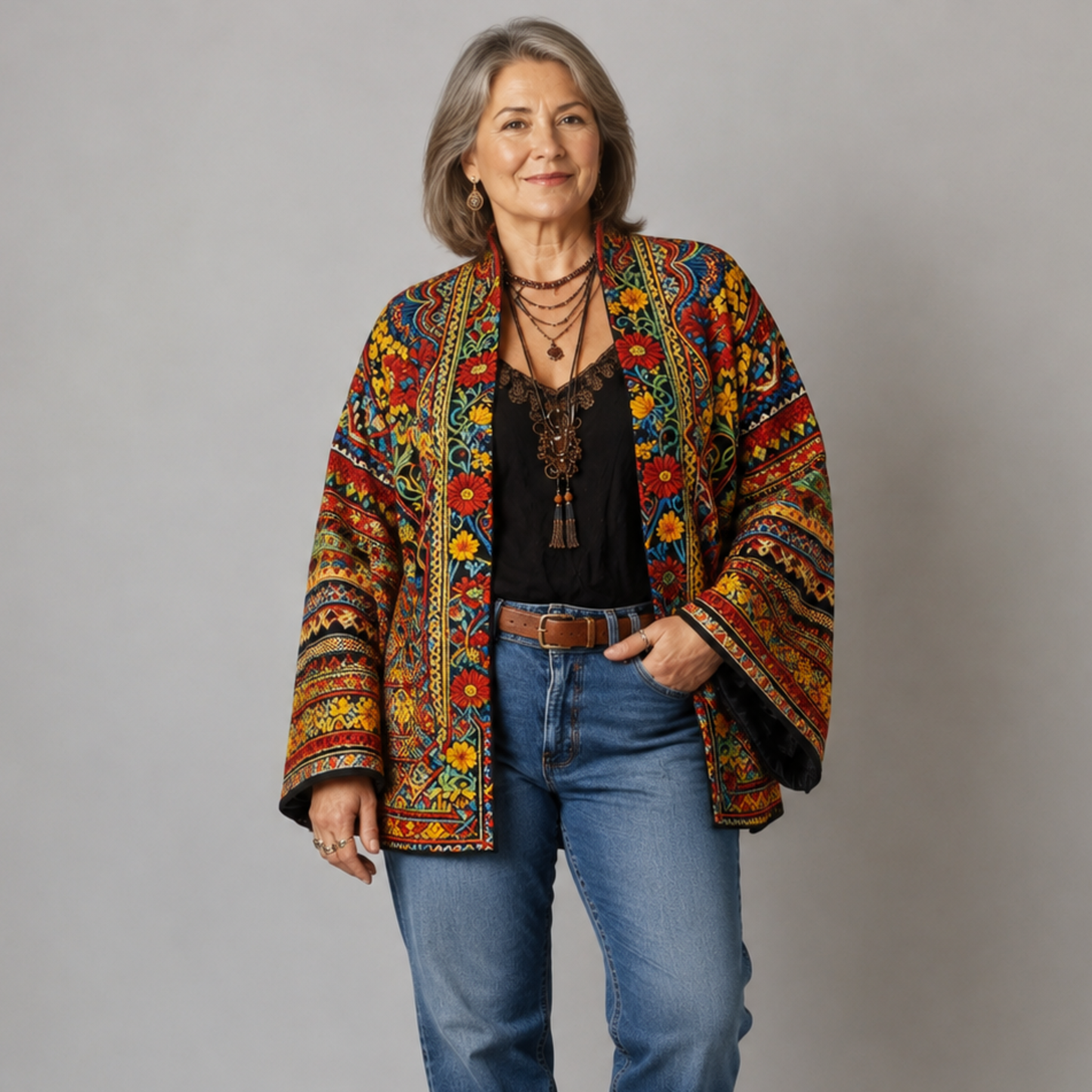 Darcy | Kimono-cárdigan bordado boho