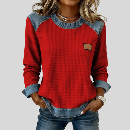 Whitney™ | Sweat-shirt gaufré à motif patchwork