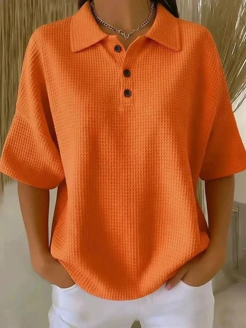 Peggie™ | Blusa polo cómoda con tejido de gofre