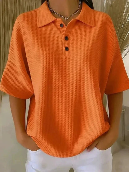 Peggie™ | Blusa polo cómoda con tejido de gofre