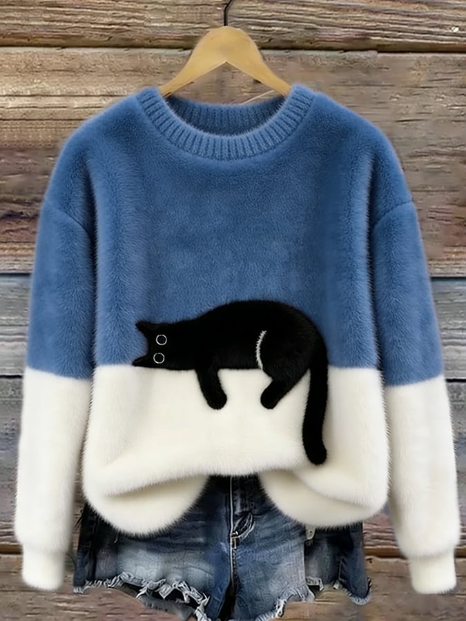 Cristine | Pull oversize élégant orné d’un chat
