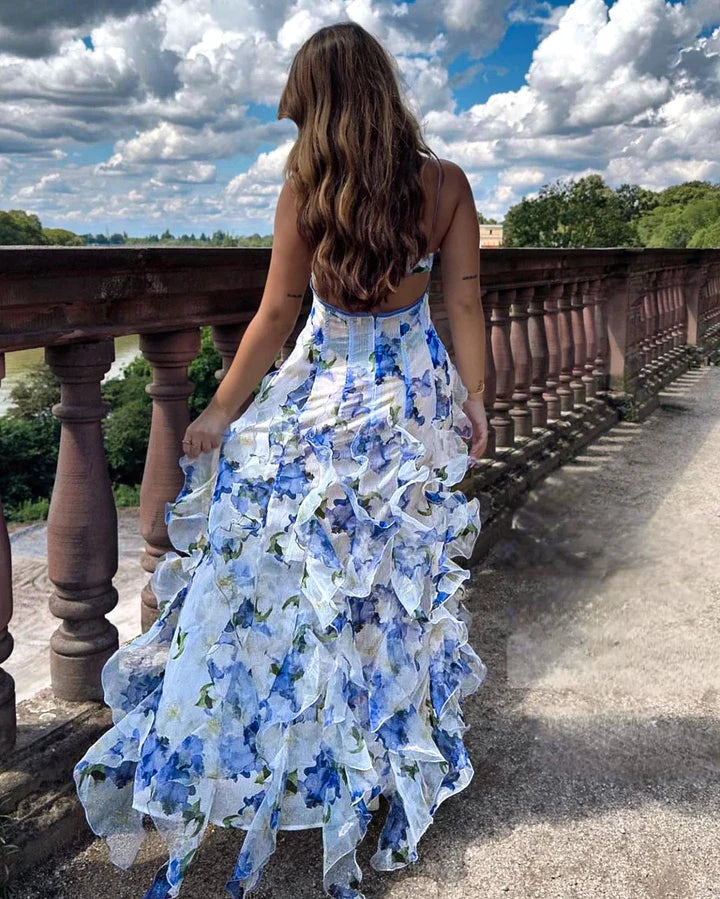 URI™ | Vestido Midi Floral con Volantes