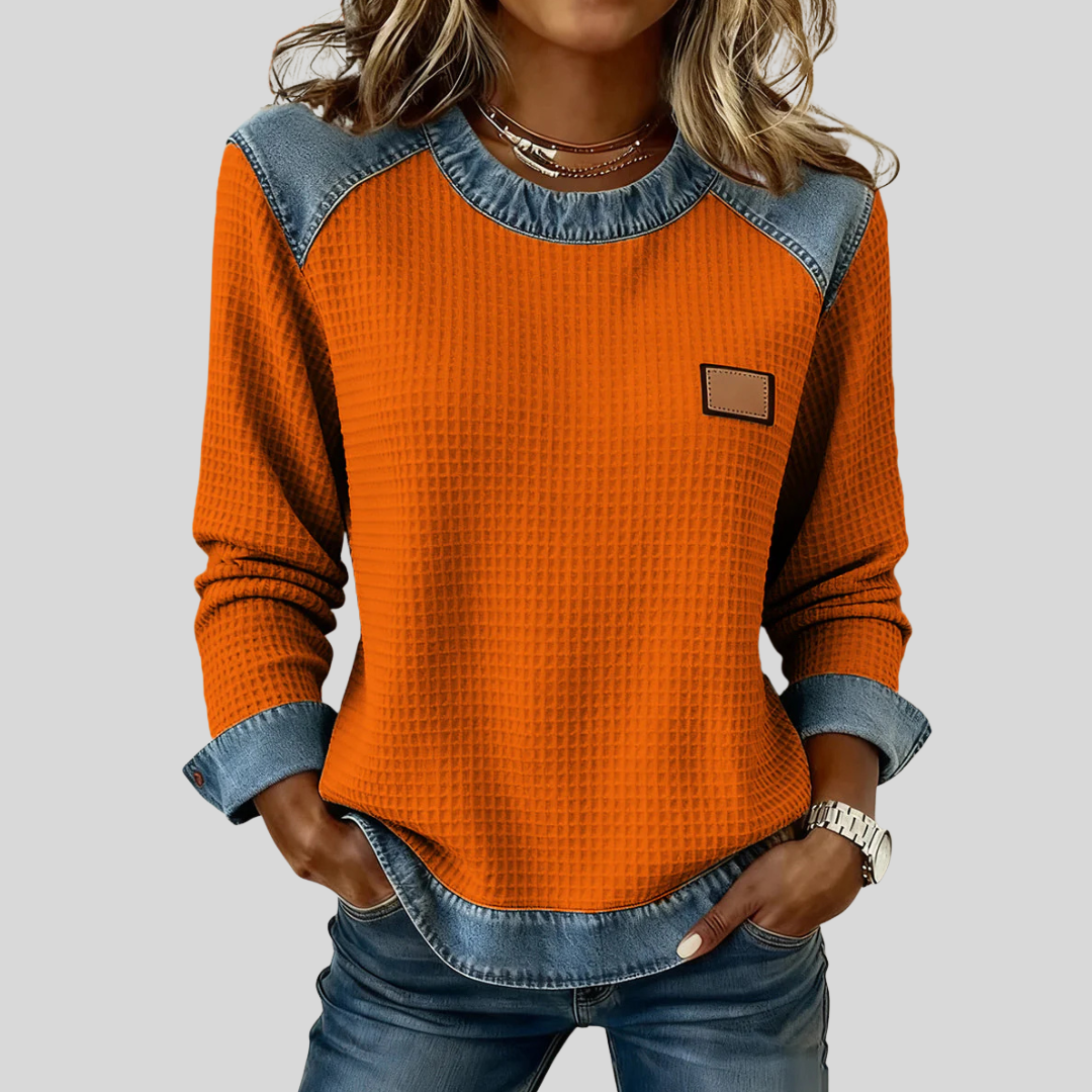 Whitney™ | Sweat-shirt gaufré à motif patchwork