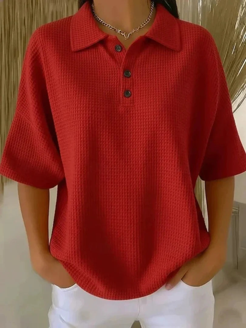 Peggie™ | Blusa polo cómoda con tejido de gofre