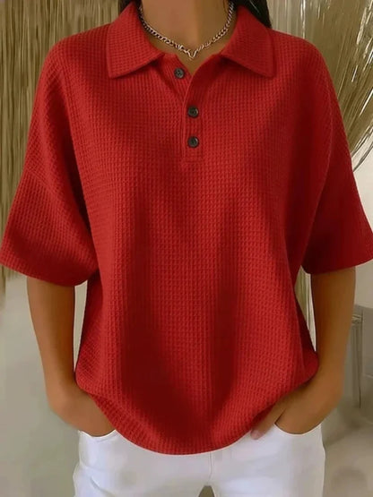 Peggie™ | Blusa polo cómoda con tejido de gofre