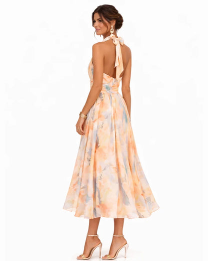AURORA™ | Vestido Halter con Estampado Acuarela