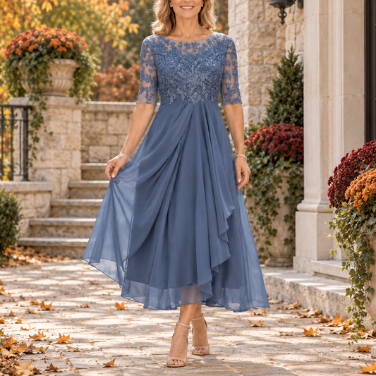 Avi | Robe midi drapée à bustier en dentelle