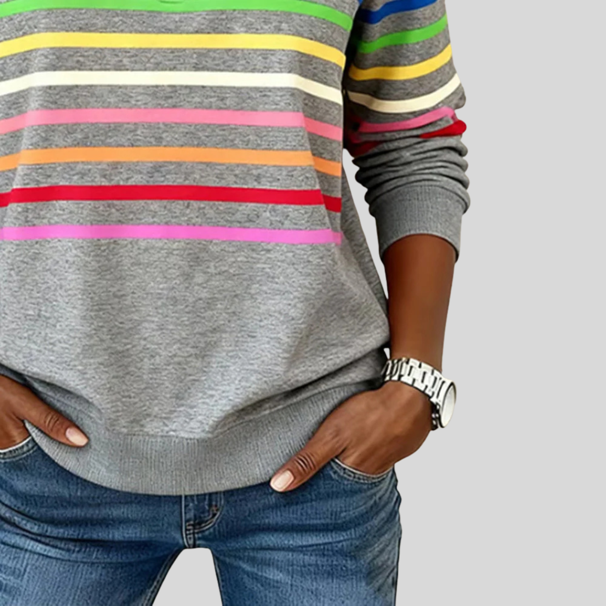 Paige™ | Sweat-shirt coloré à rayures avec fermeture zippée 1/4