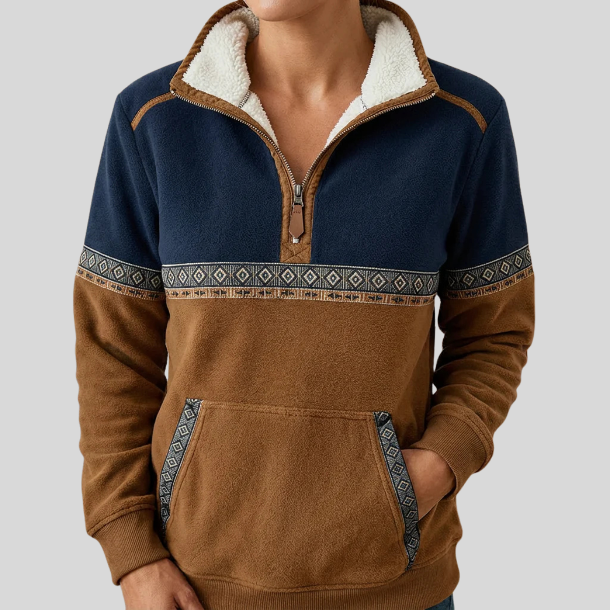 Morgan™ | Pull-over à demi-zip avec col en sherpa