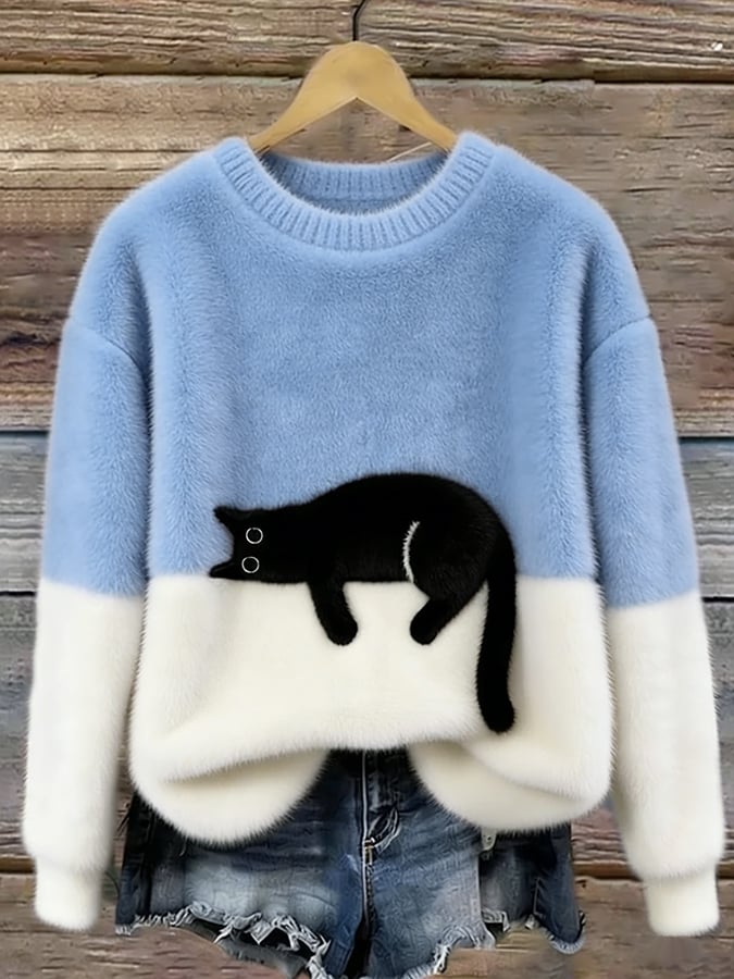 Cristine | Pull oversize élégant orné d’un chat
