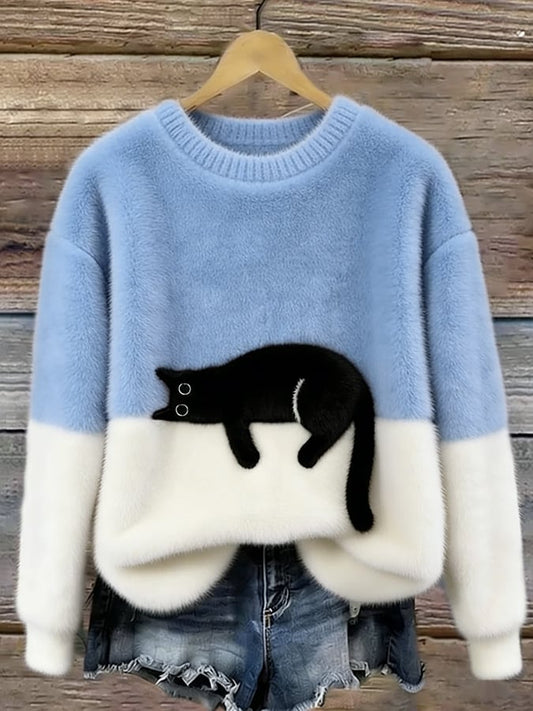 Cristine | Pull oversize élégant orné d’un chat
