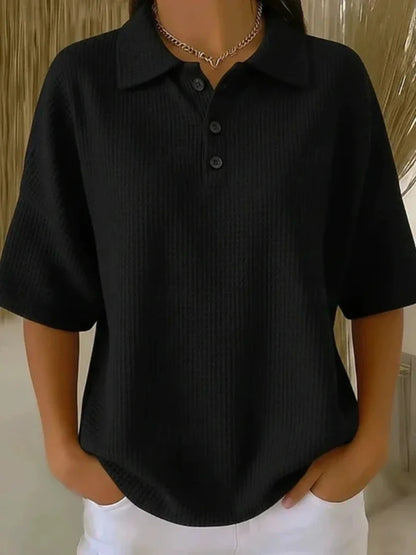 Peggie™ | Blusa polo cómoda con tejido de gofre