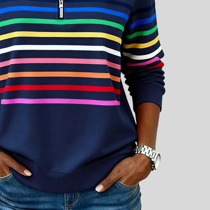 Paige™ | Sweat-shirt coloré à rayures avec fermeture zippée 1/4
