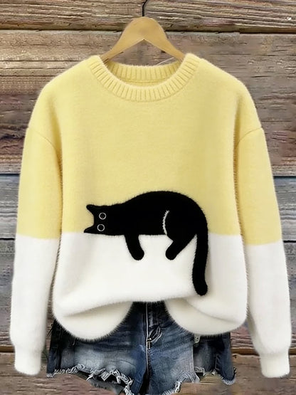 Cristine | Pull oversize élégant orné d’un chat