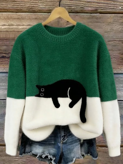 Cristine | Pull oversize élégant orné d’un chat