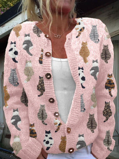 Charlotte™ | Cardigan douillet à imprimé de chats