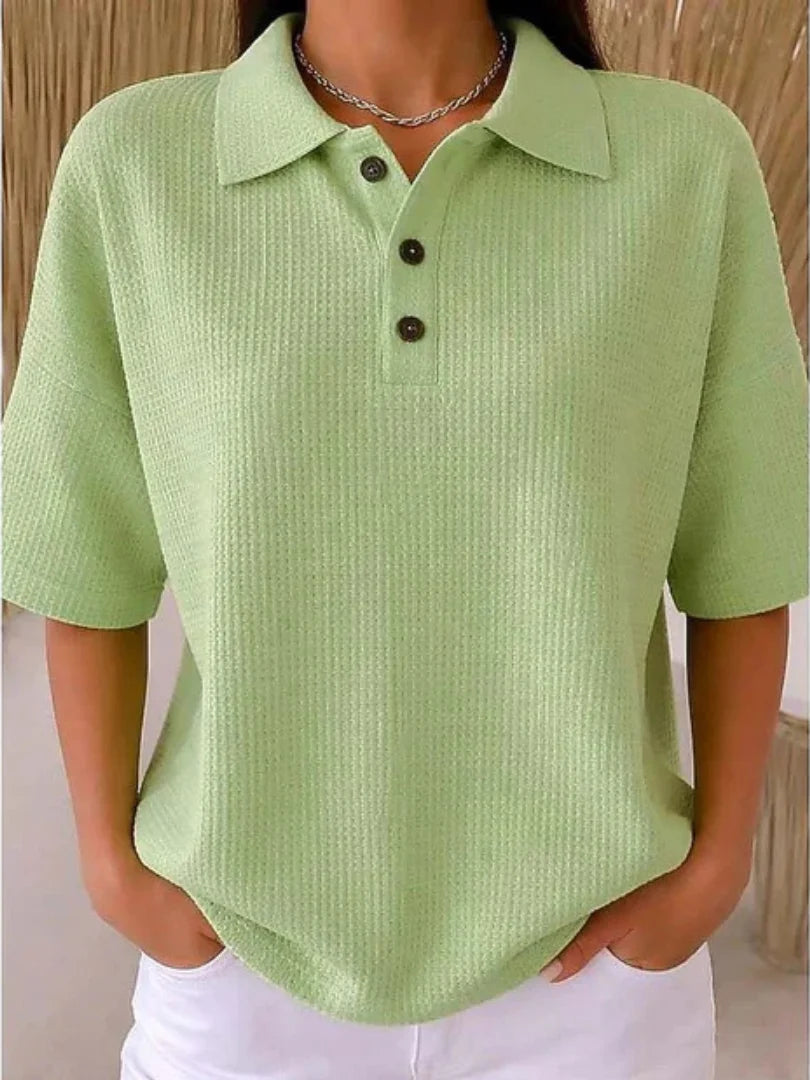 Peggie™ | Blusa polo cómoda con tejido de gofre
