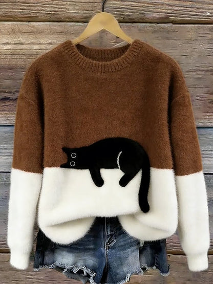 Cristine | Pull oversize élégant orné d’un chat