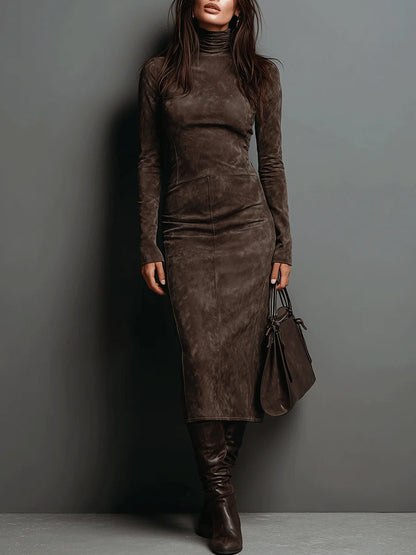 Lorène | Robe midi longue marron