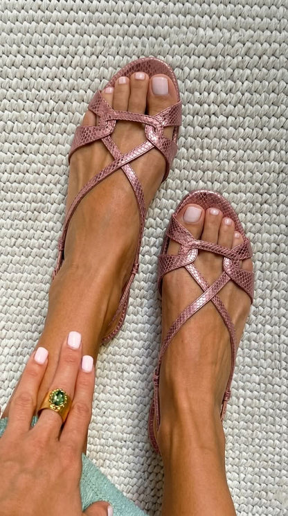 SIRACUSA™ | Sandalias Slingback Efecto Serpiente
