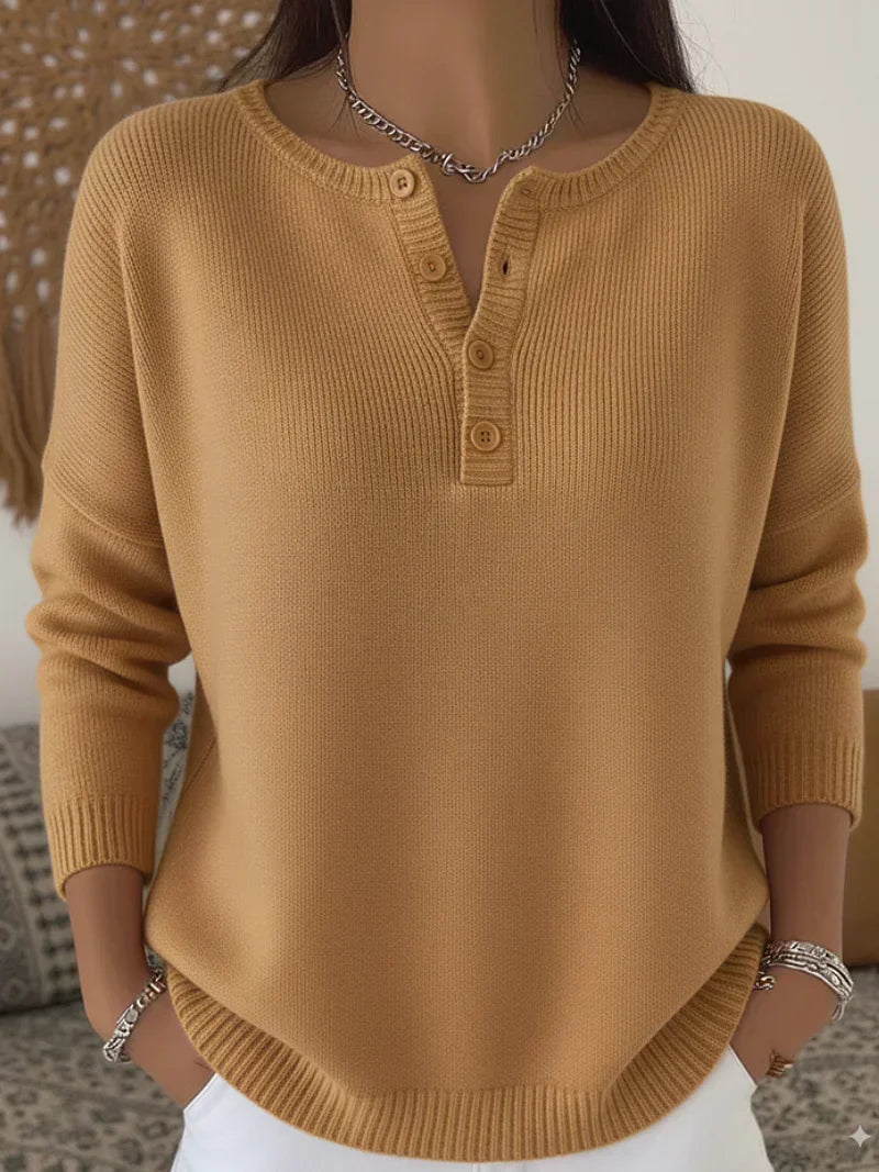 Helena™ | Suéter de punto con botones estilo Henley