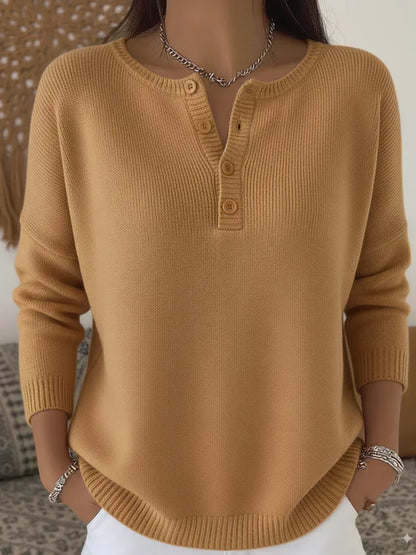 Helena™ | Suéter de punto con botones estilo Henley