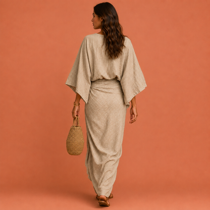 TOSCANA™ | Conjunto de Dos Piezas Top Kimono y Falda Larga