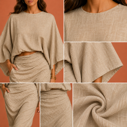 TOSCANA™ | Conjunto de Dos Piezas Top Kimono y Falda Larga