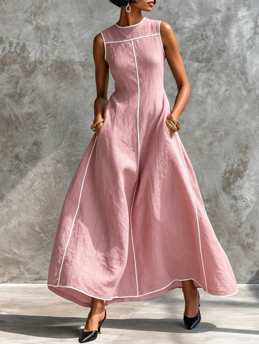 Robe longue Carlota avec bordure contrastante