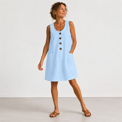 PROVENZA™ | Robe en Lin à Boutons et Poches
