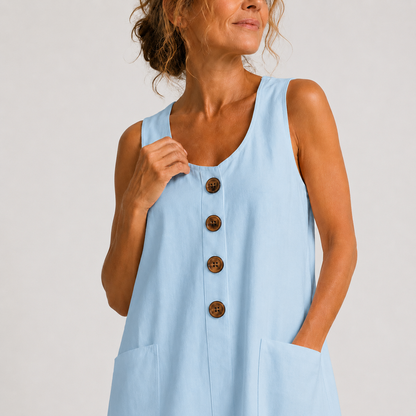 PROVENZA™ | Robe en Lin à Boutons et Poches