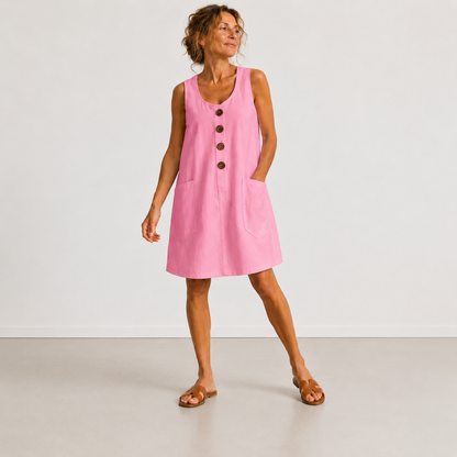 PROVENZA™ | Robe en Lin à Boutons et Poches