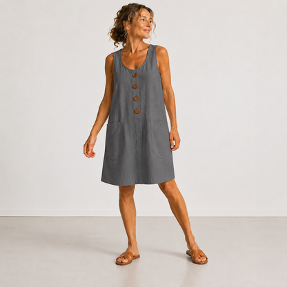 PROVENZA™ | Robe en Lin à Boutons et Poches