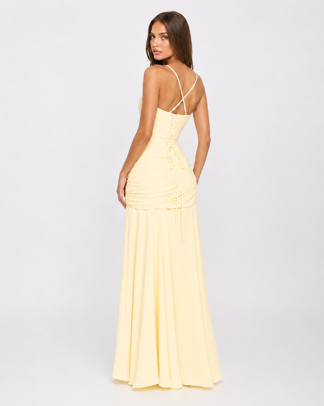 CITRINA™ | Vestido Largo con Escote Cuadrado Fruncido