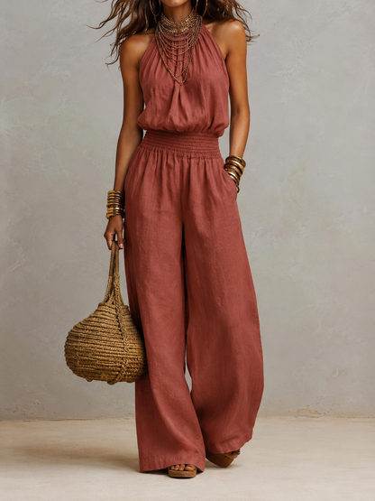 ALEJANDRITA™ | Mono Halter con Cintura Elástica y Pierna Ancha