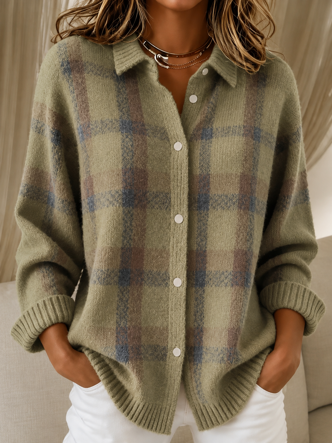 Camille™ | cardigan à carreaux