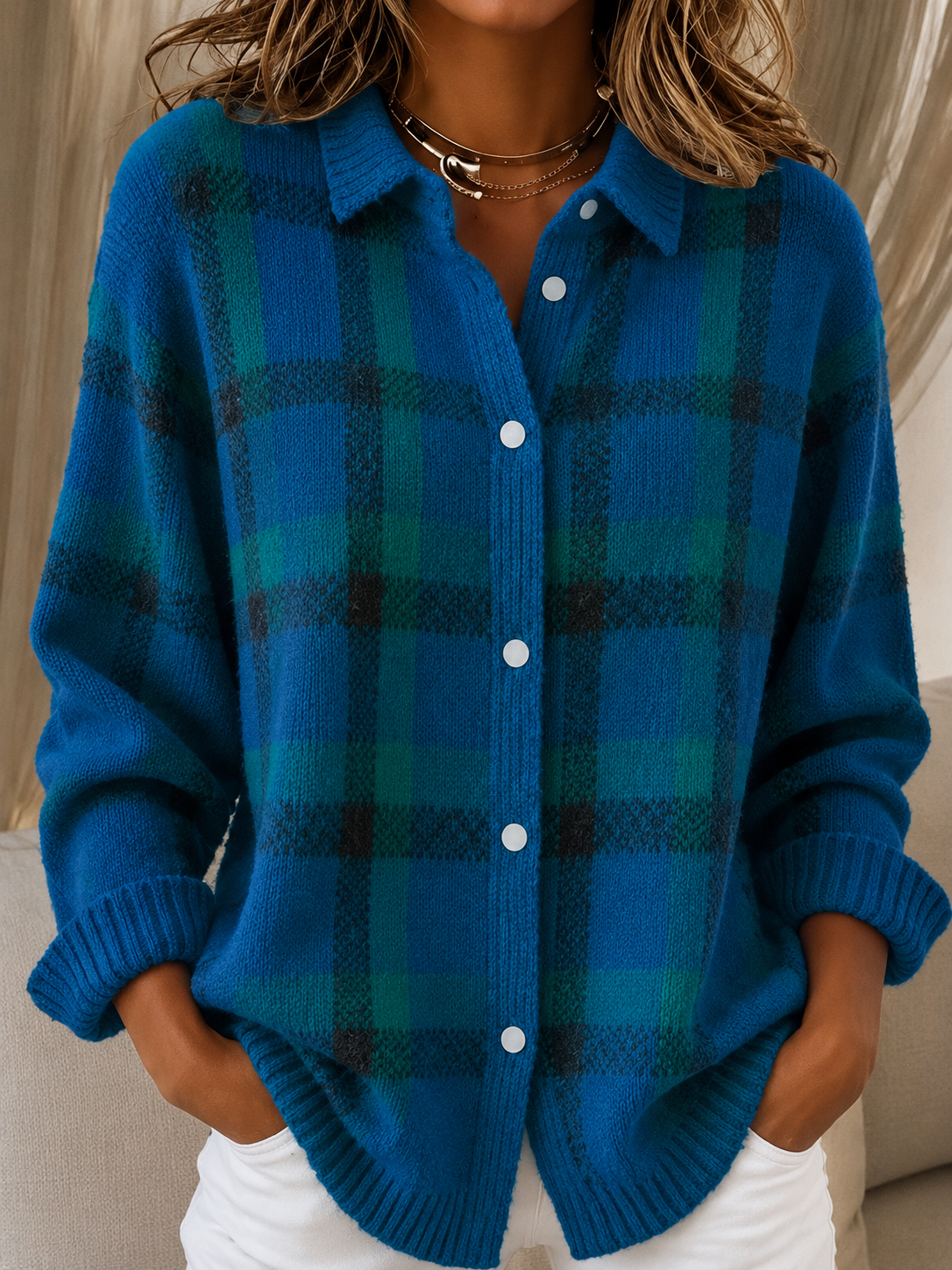 Camille™ | cardigan à carreaux