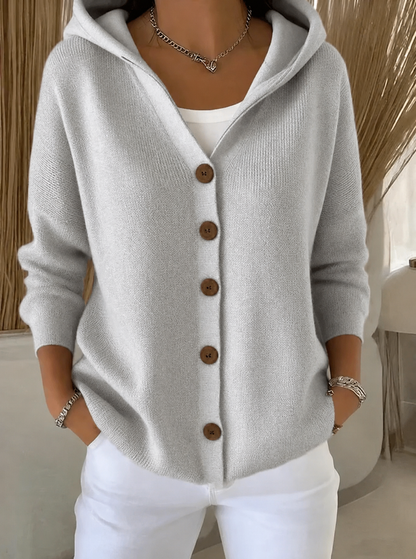 Darienne™ | Cardigan en tricot à capuche et boutons