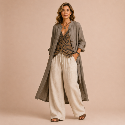 Serena™ | Conjunto de 3 piezas de algodón y lino premium