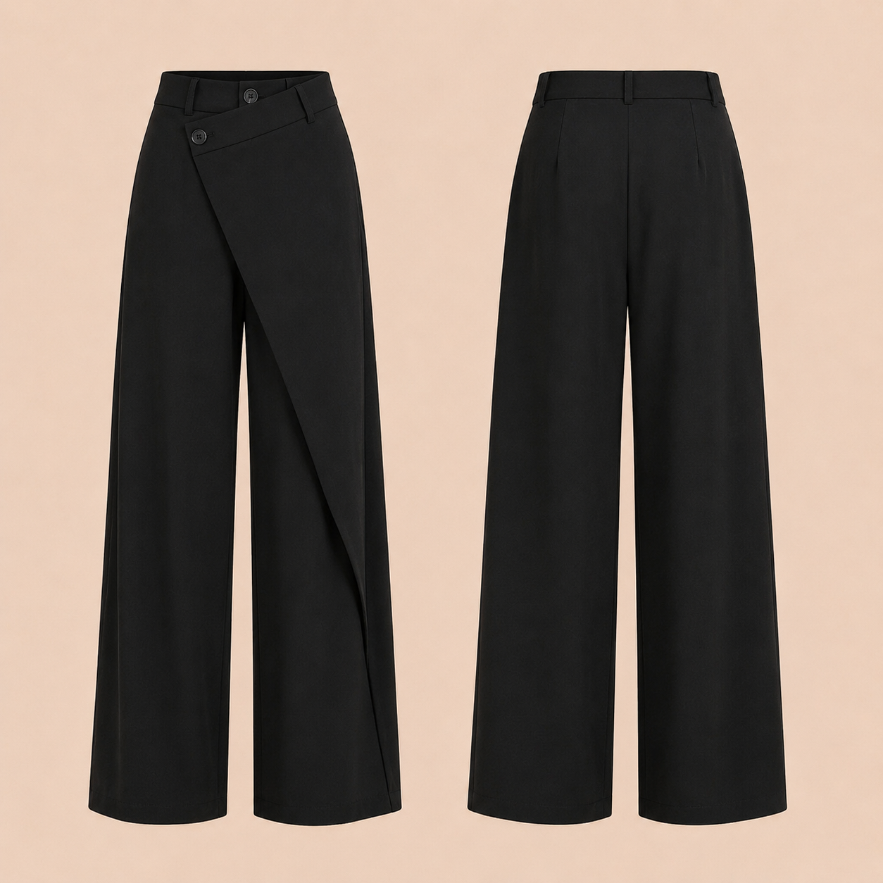 VIREL™ | Pantalones de corte ancho con botones asimétricos