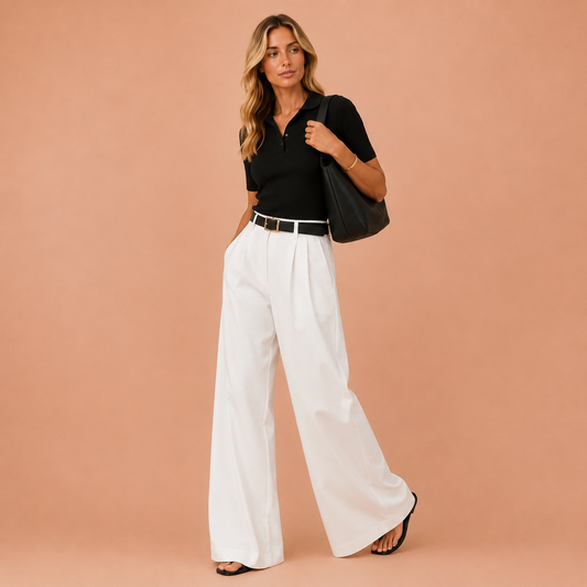 ALMA™ | Pantalones de corte ancho lisos sin cinturón