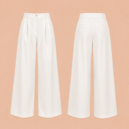 ALMA™ | Pantalones de corte ancho lisos sin cinturón