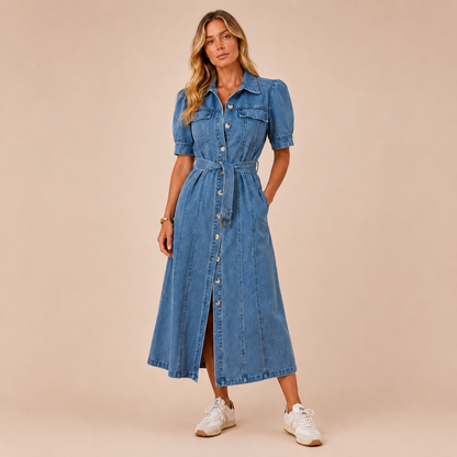 AMELIA™ | Vestido Vaquero Largo con Mangas