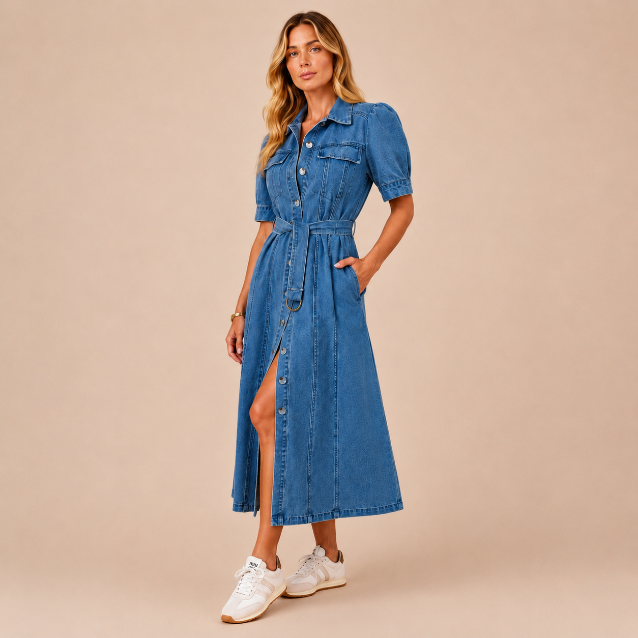 AMELIA™ | Vestido Vaquero Largo con Mangas