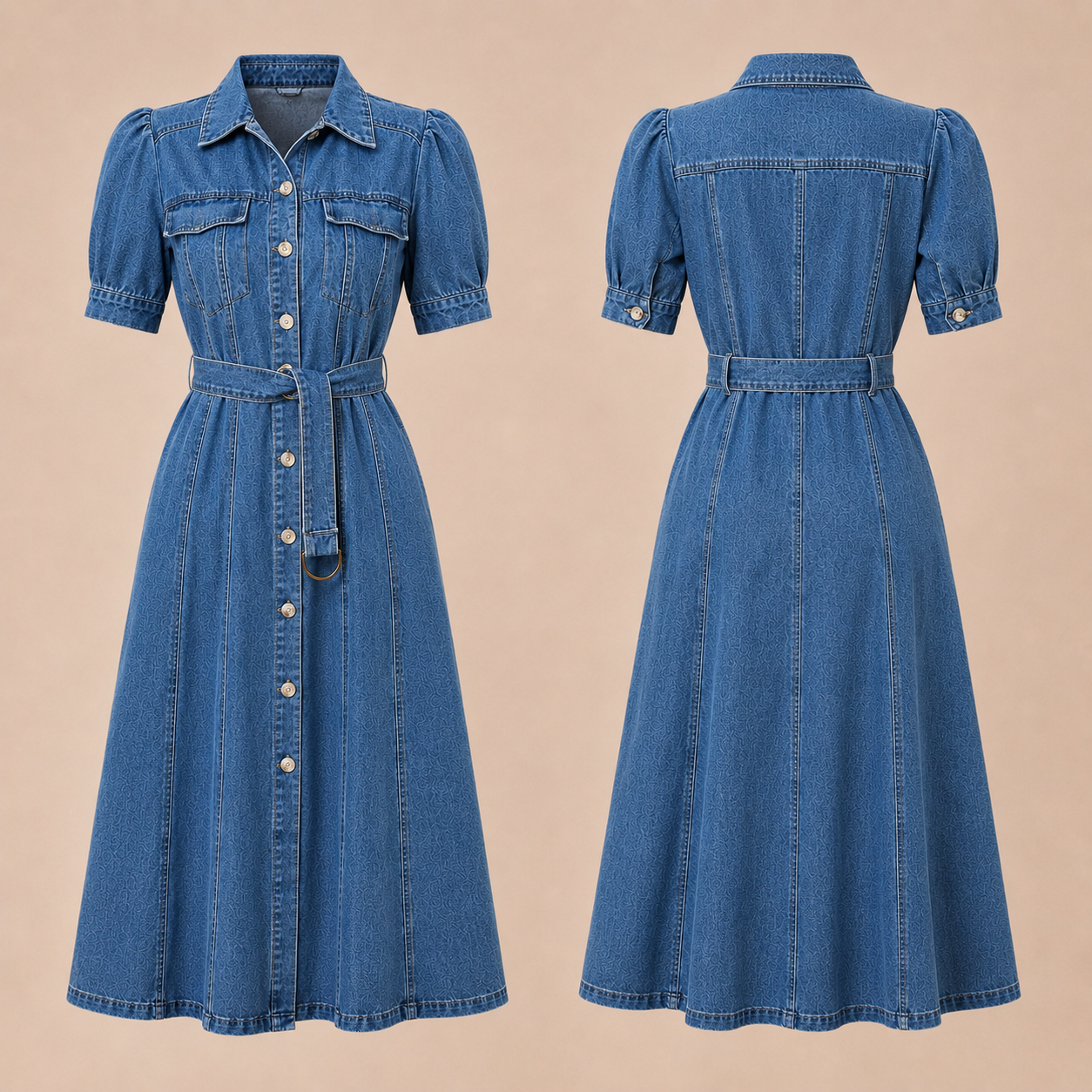 AMELIA™ | Vestido Vaquero Largo con Mangas