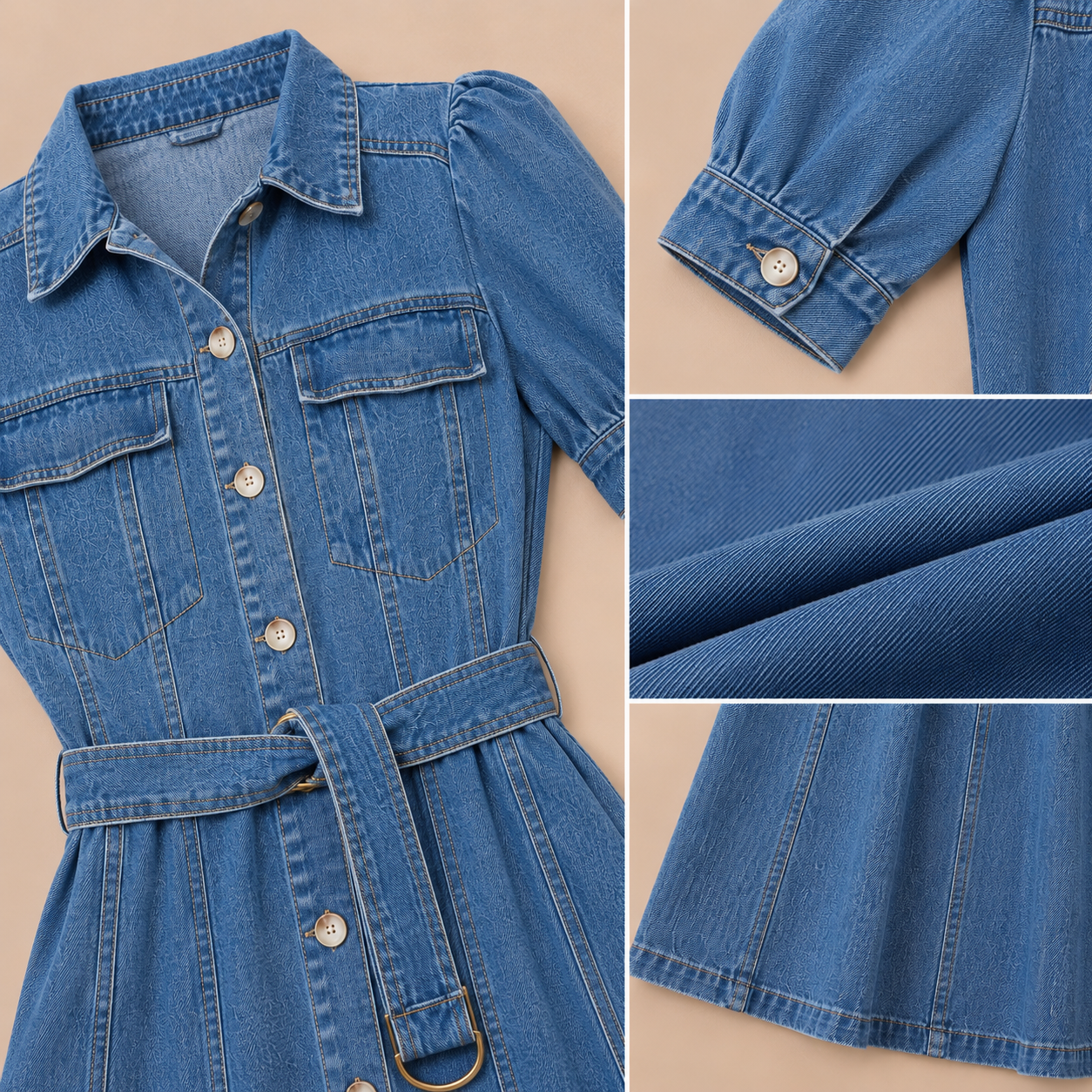 AMELIA™ | Vestido Vaquero Largo con Mangas