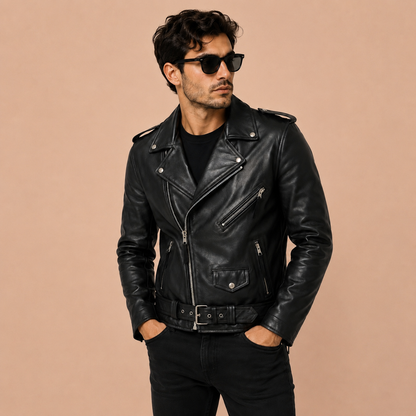 RYDER™ | Chaqueta de cuero clásica biker