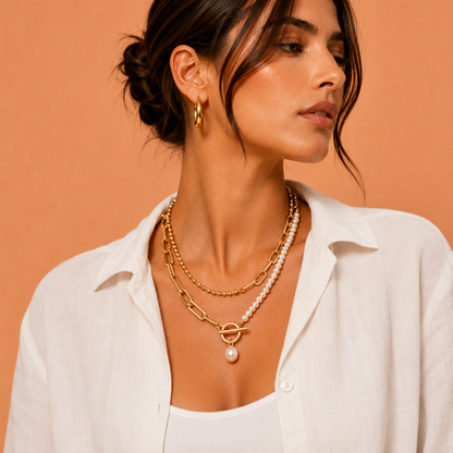 RIVIERA™ | Collar Multicapa Dorado con Perlas