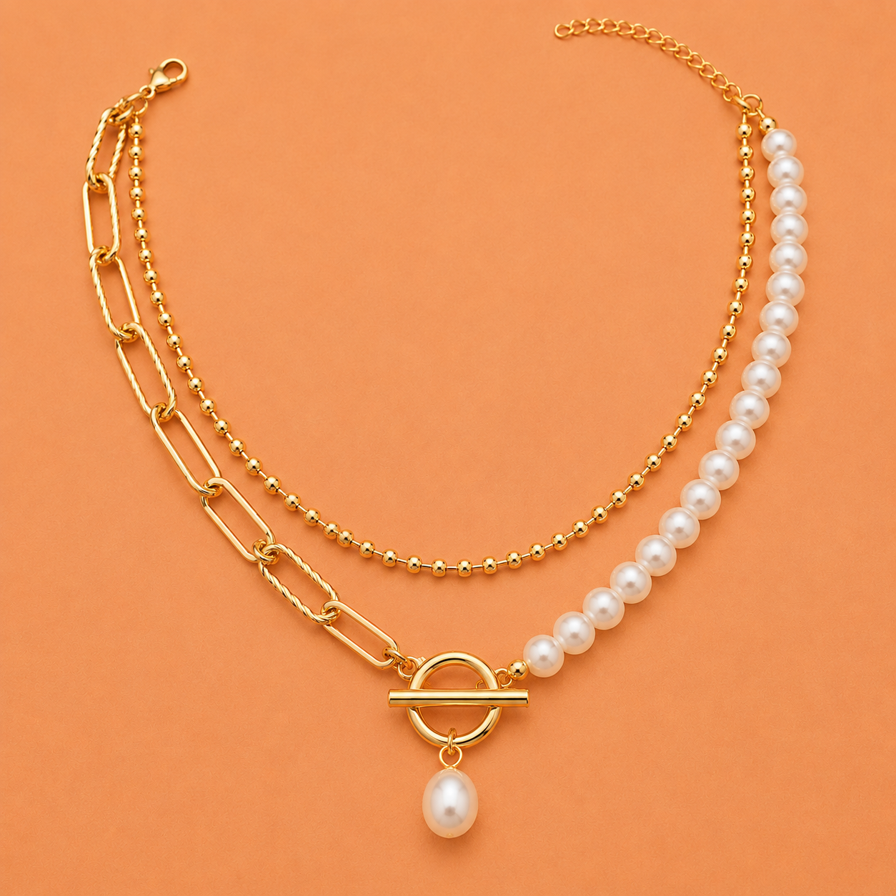 RIVIERA™ | Collar Multicapa Dorado con Perlas