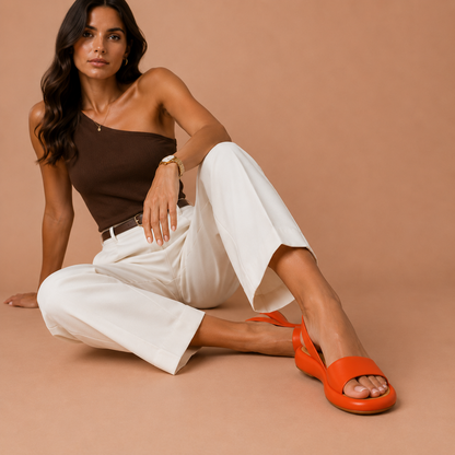 CALETA™ | Sandalia plana de piel con tira trasera